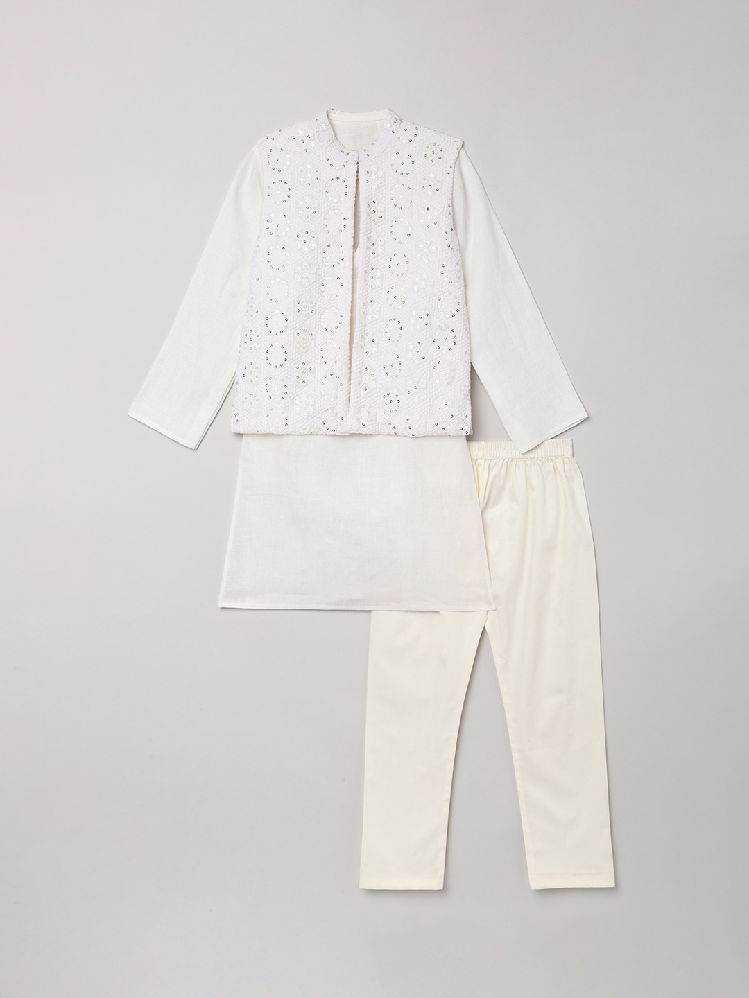 

BYB PREMIUM Boys White Linen Kurta with Pyjamas