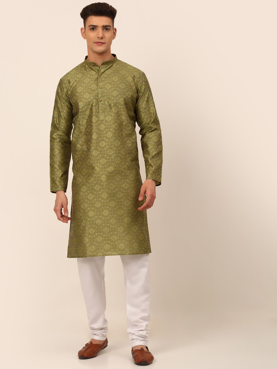 

Jompers Men Green Ethnic Motifs Printed Kurta with Churidar