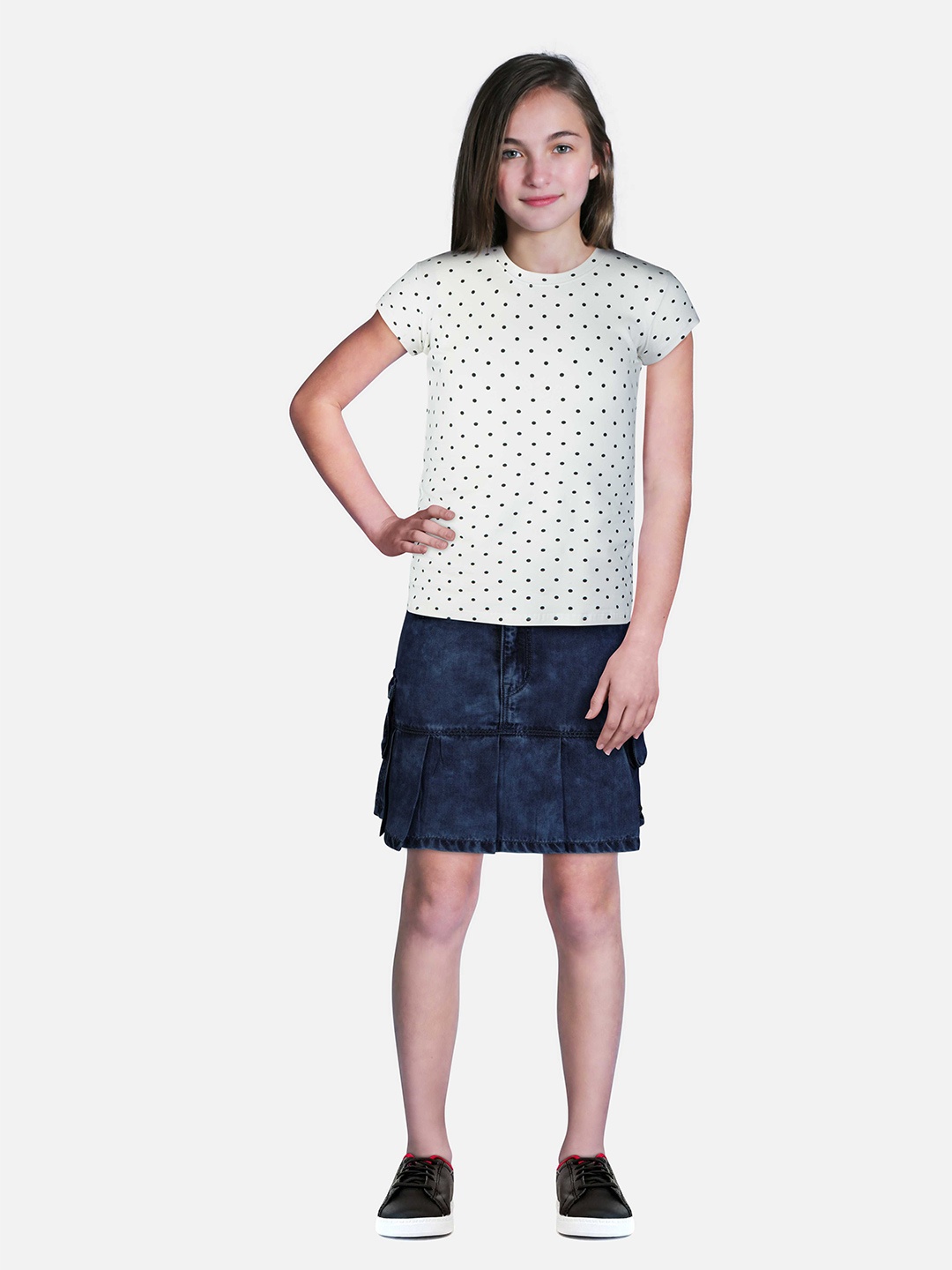 

Gini and Jony Girls Blue Solid Mini Skirt