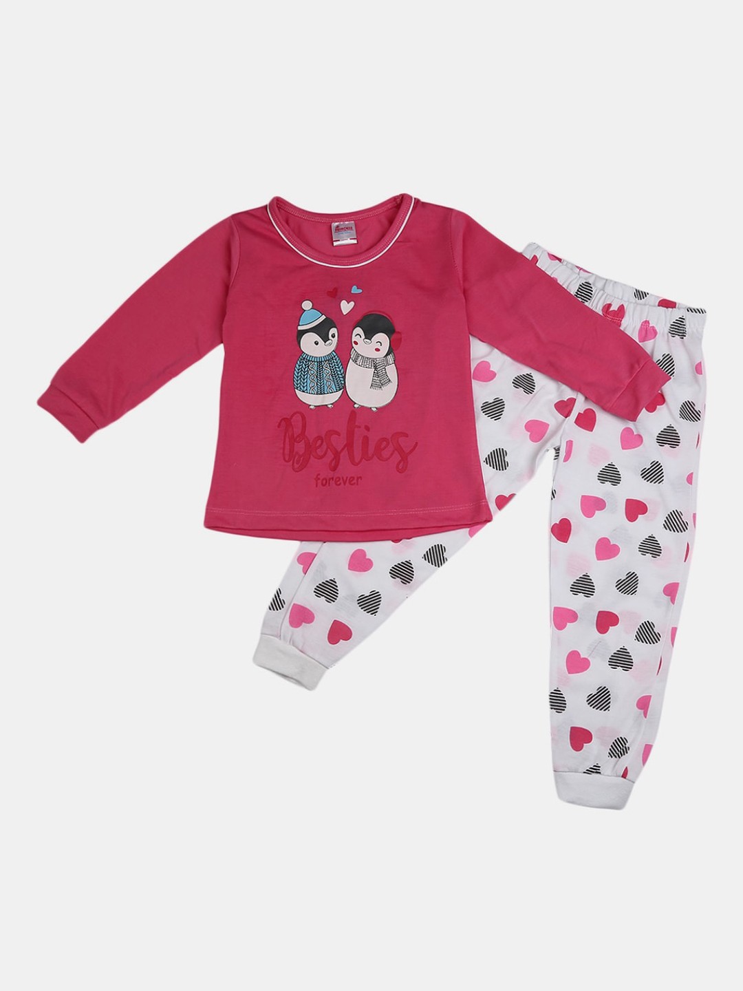 

V-Mart Girls Fuchsia Printed Cotton Night suit
