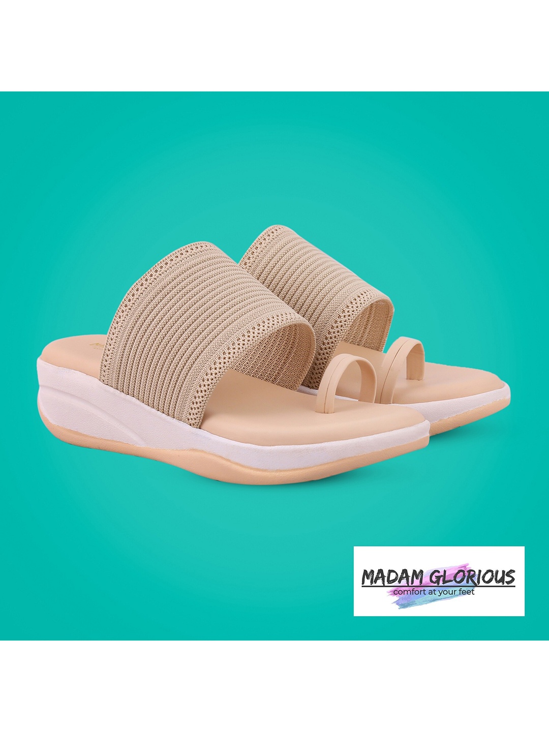 

madam glorious Beige One Toe Comfort Heels