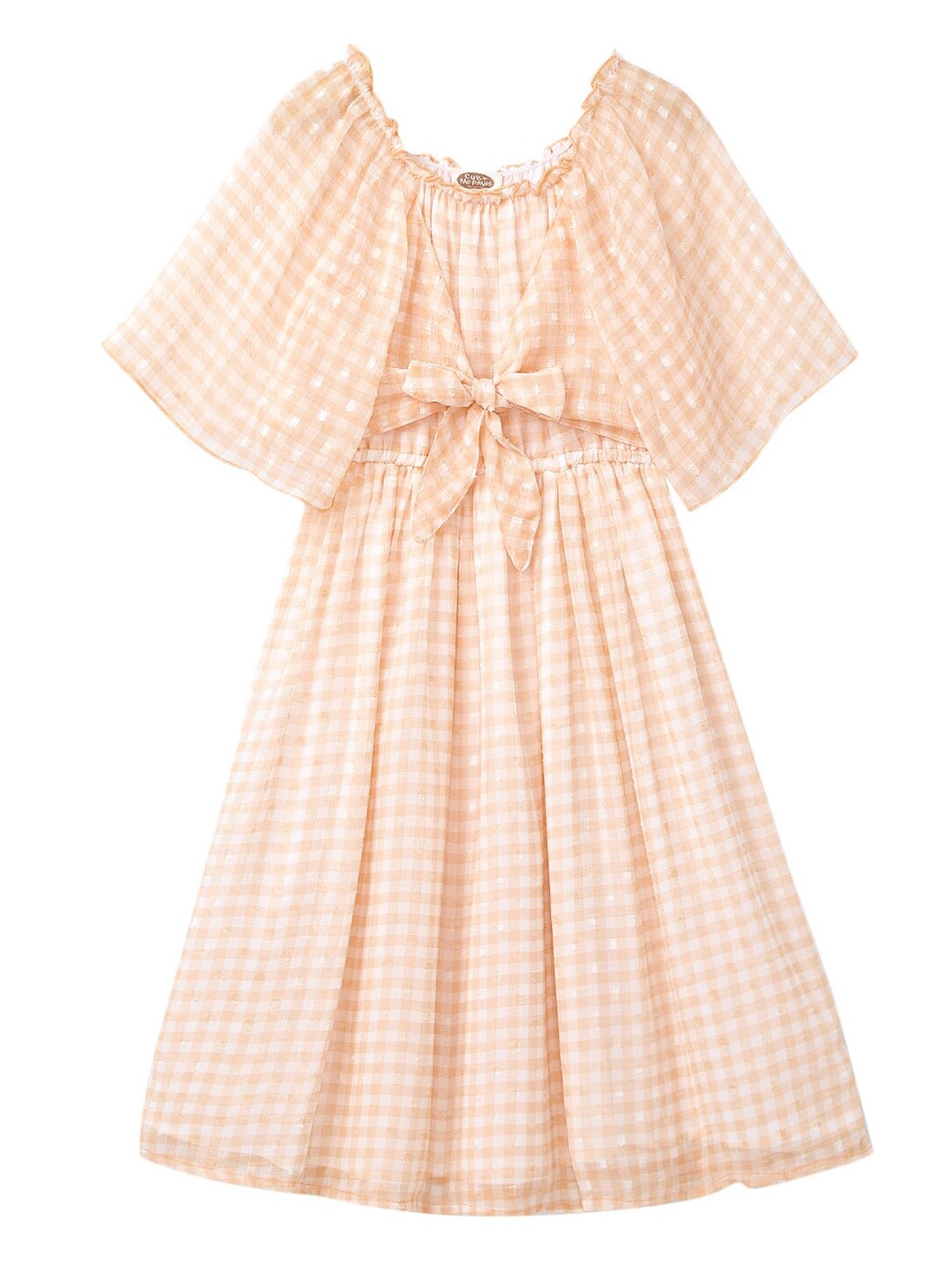 

Cub McPaws Girls Pink & White Checked Chiffon Dress