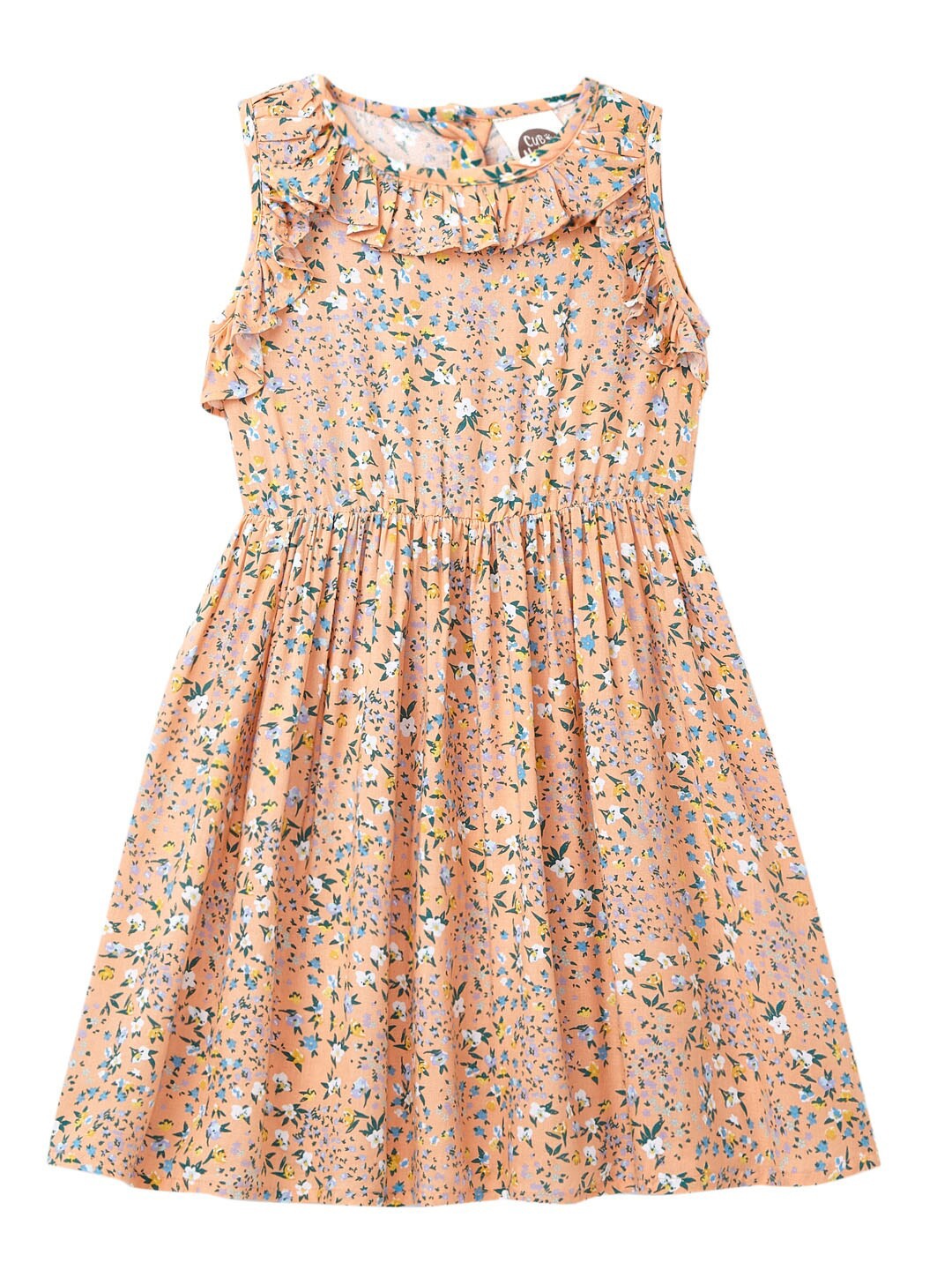 

Cub McPaws Girls Orange & Blue Floral Dress