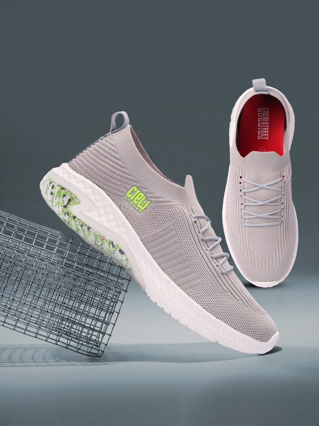 

Crew STREET Men Grey Woven Design Sneakers