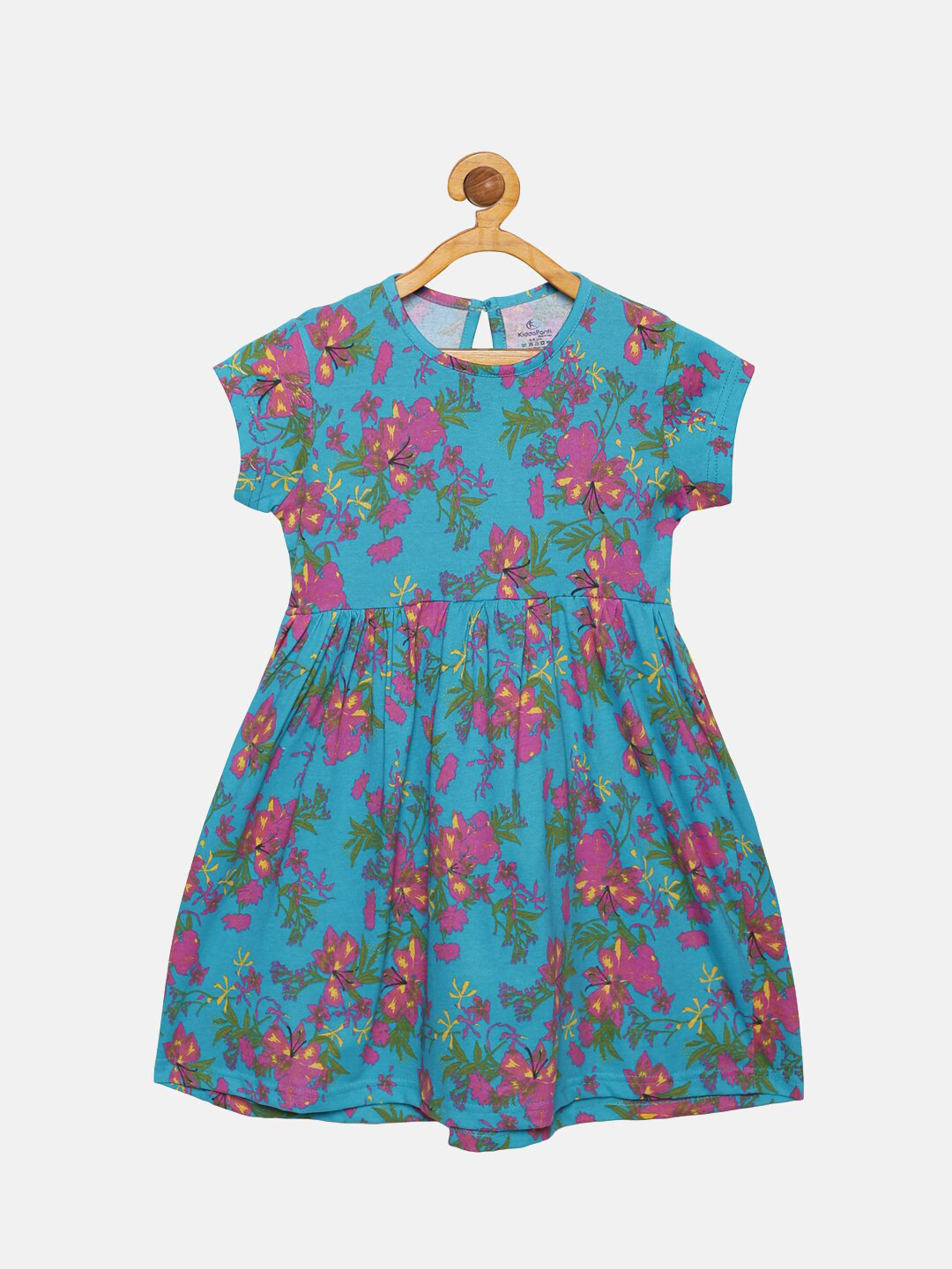 

KiddoPanti Girls Blue & Pink Floral Dress