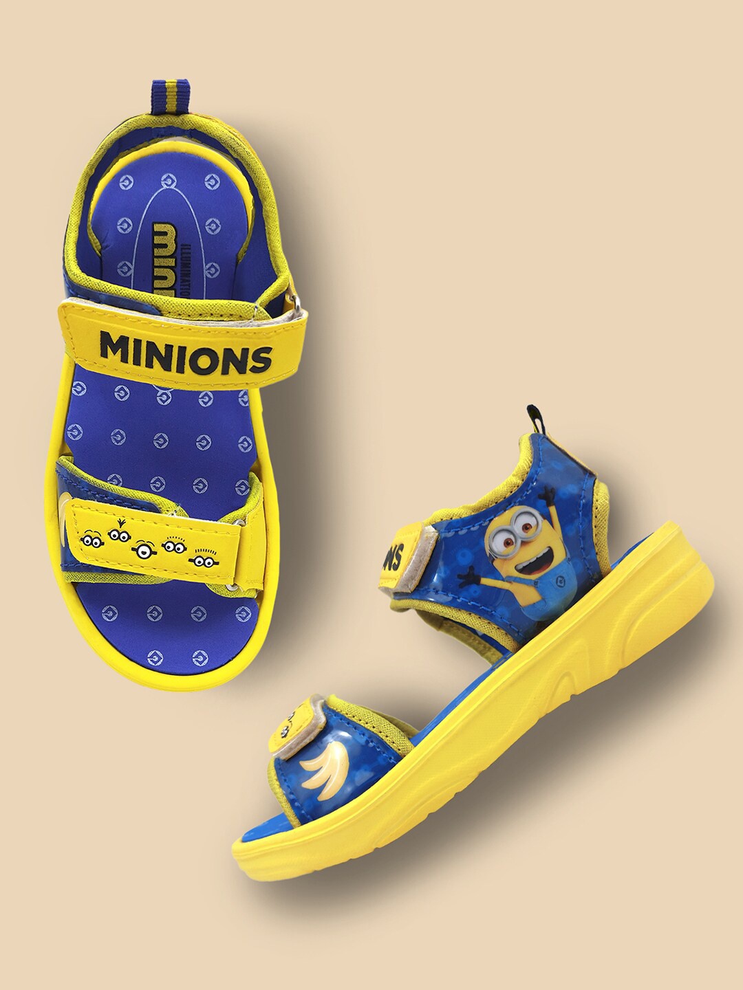 

Kids Ville Boys Blue & Yellow Minions Printed Comfort Velcro Sandals
