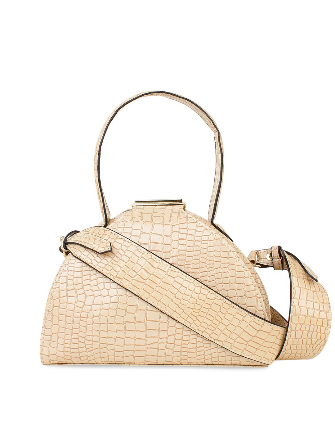

Spice Art Beige Textured PU Structured Handheld Bag