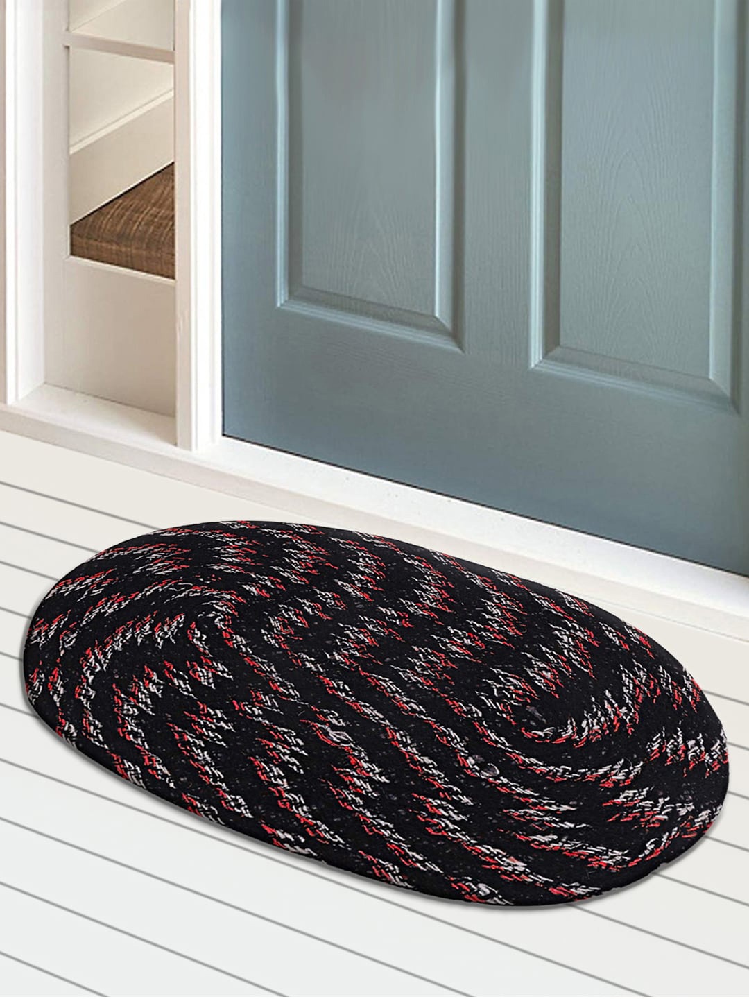 

Kuber Industries Set of 4 Black Solid Anti-Skid Cotton Doormats