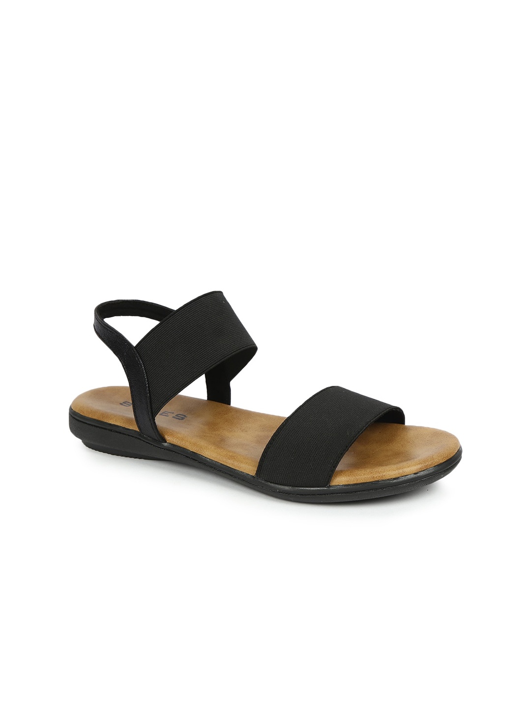

SOLES Women Black Open Toe Flats