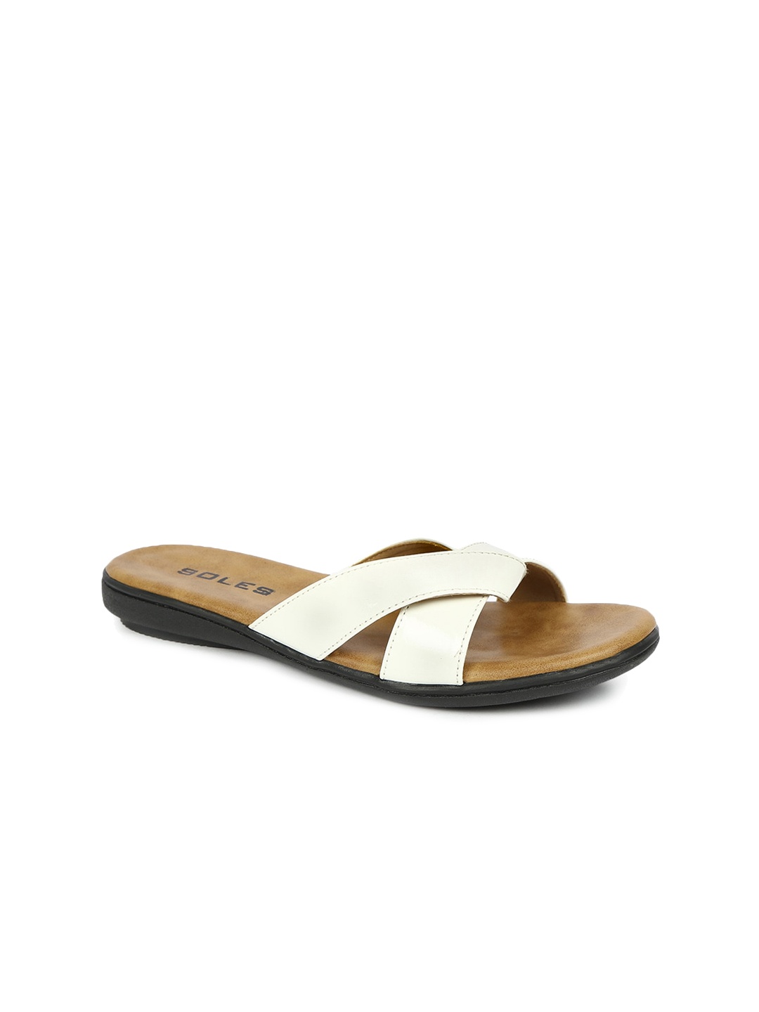 

SOLES Women White Open Toe Flats