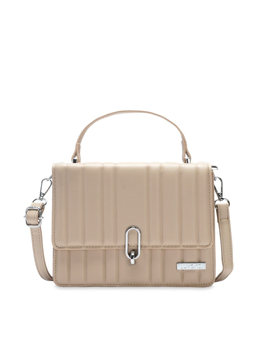 

Luvoksi Beige PU Oversized Structured Satchel with Quilted