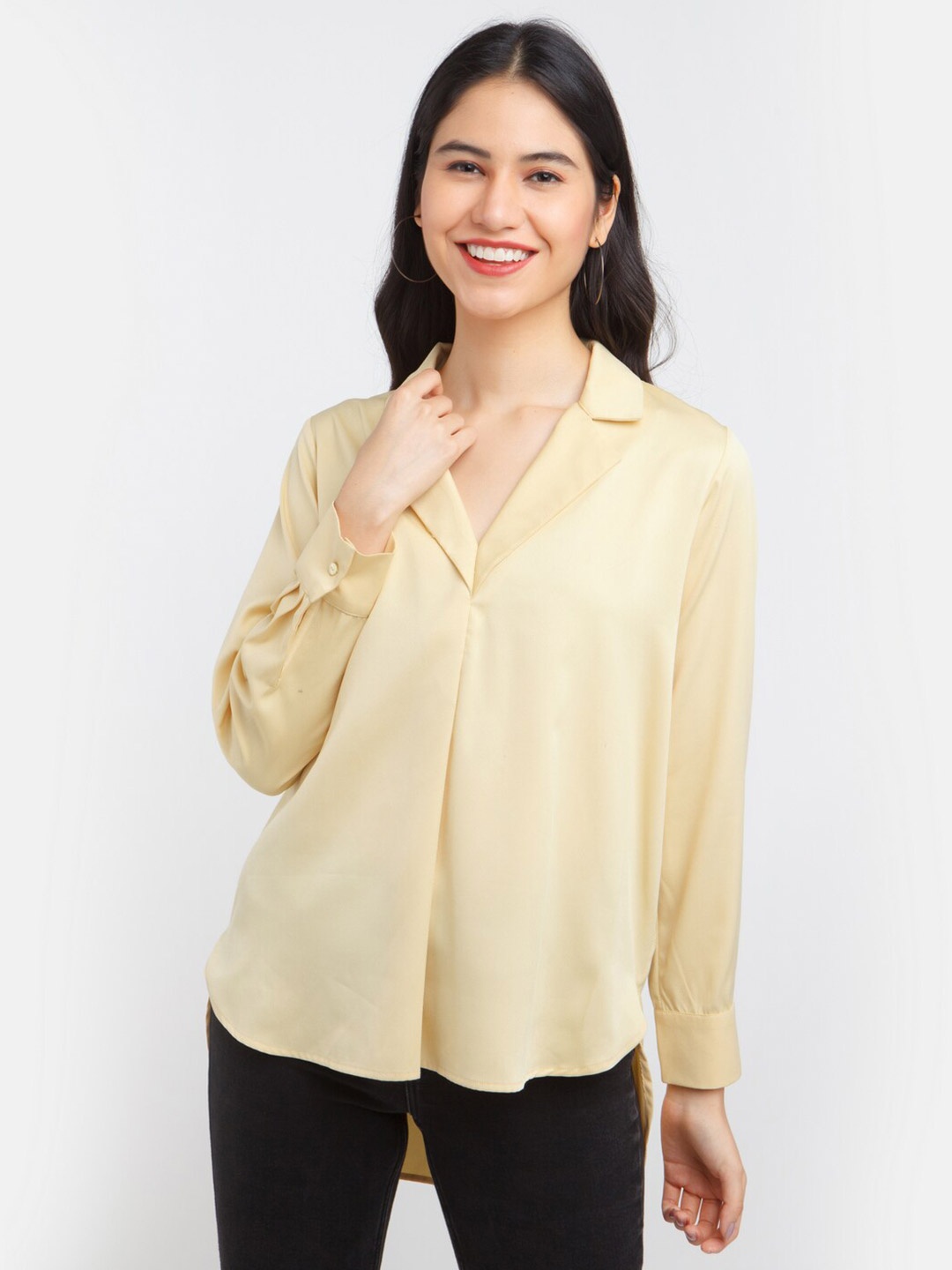 

Zink London Women Yellow Solid Casual Shirt