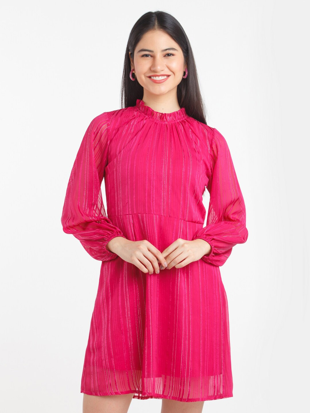 

Zink London Women's Pink Solid Short Dress
