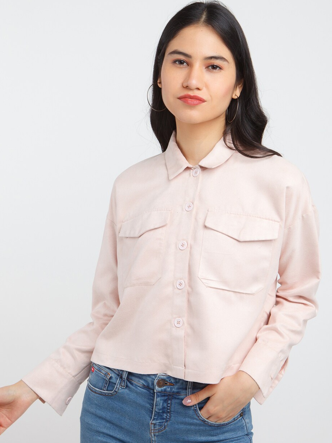 

Zink London Women Pink Crop Tailored Jacket