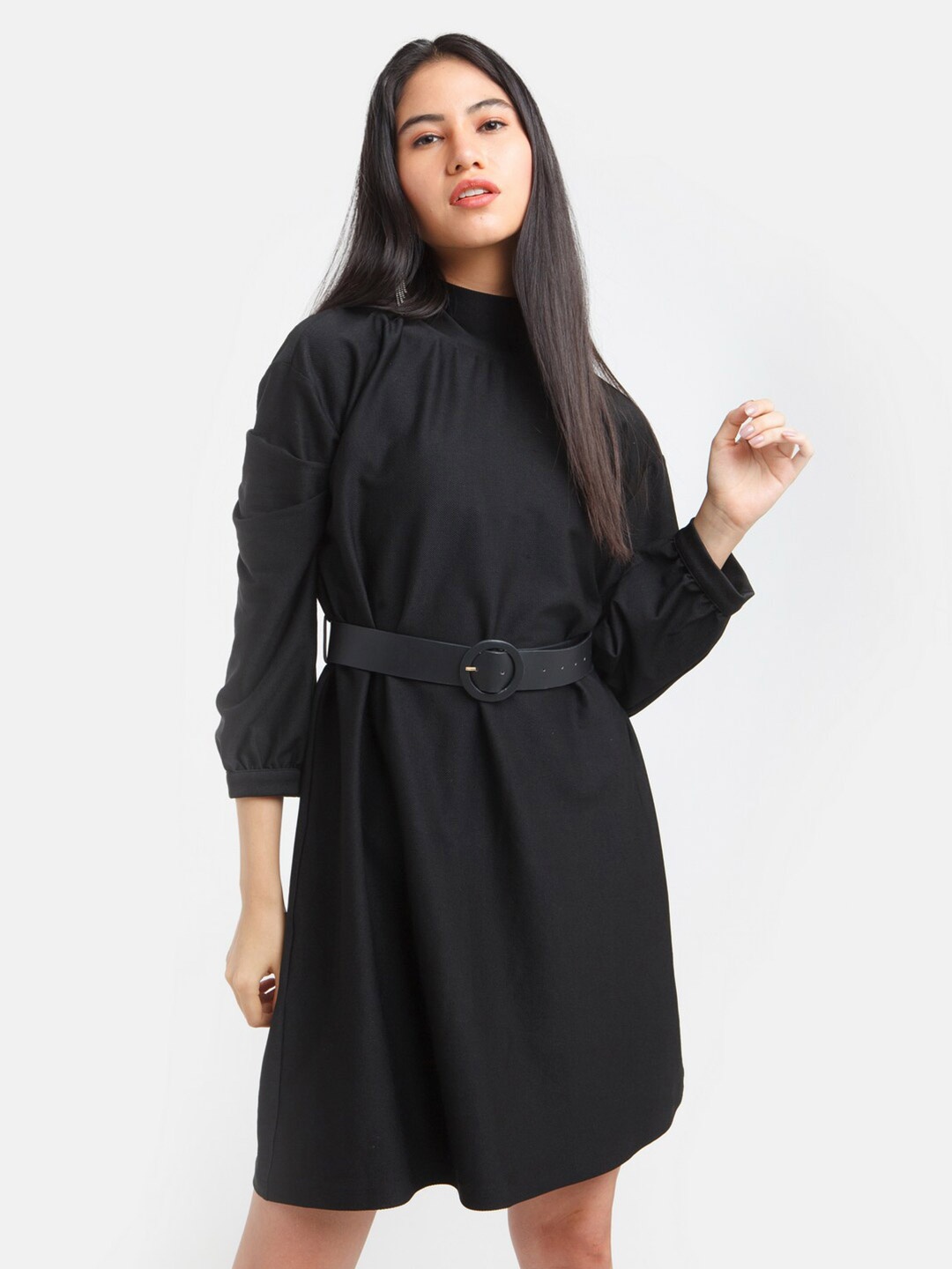 

Zink London Women Black Solid A-Line Dress