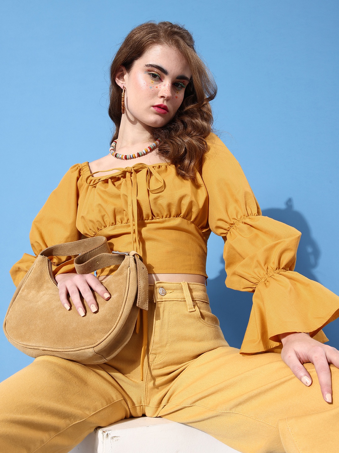 

Zink London Yellow Solid Once Upon a Sleeve Top