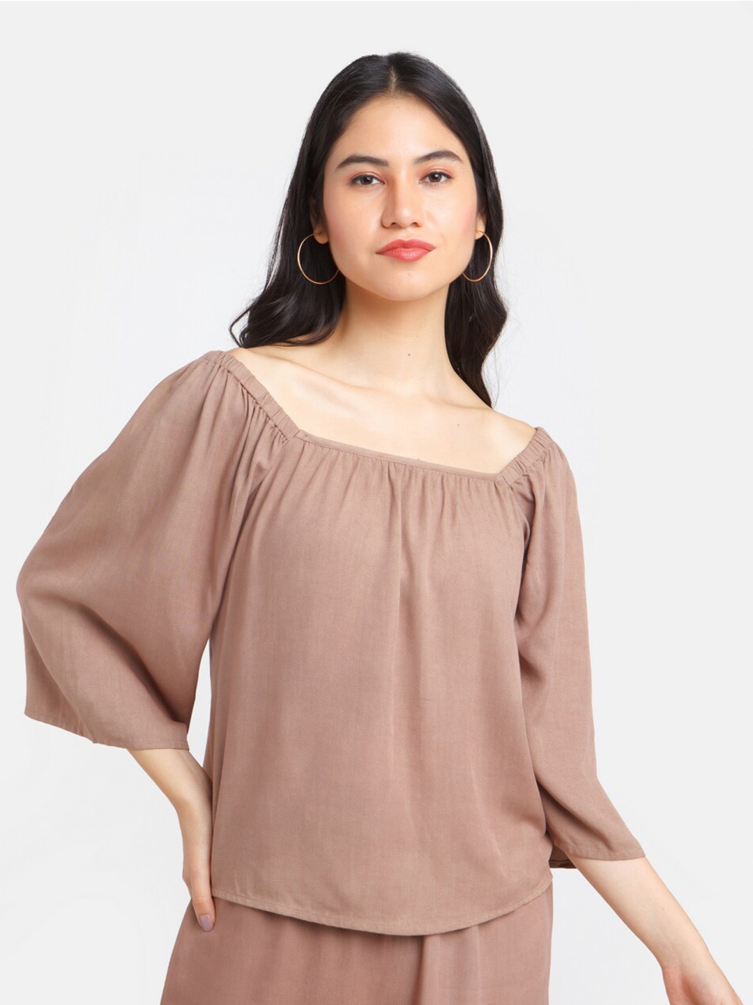 

Zink London Women Square Neck Brown Top