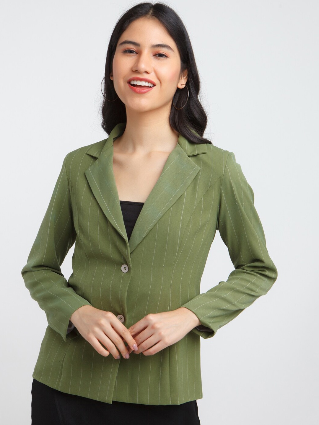 

Zink London Women Green Crop Tailored Jacket