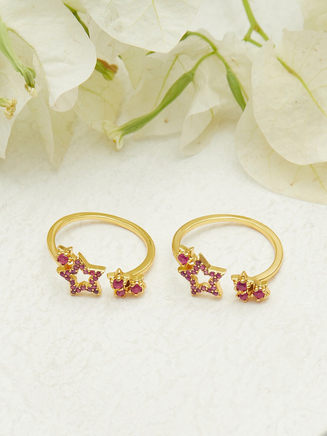 

Voylla Gold-Plated Pink CZ Studded Toe-Rings