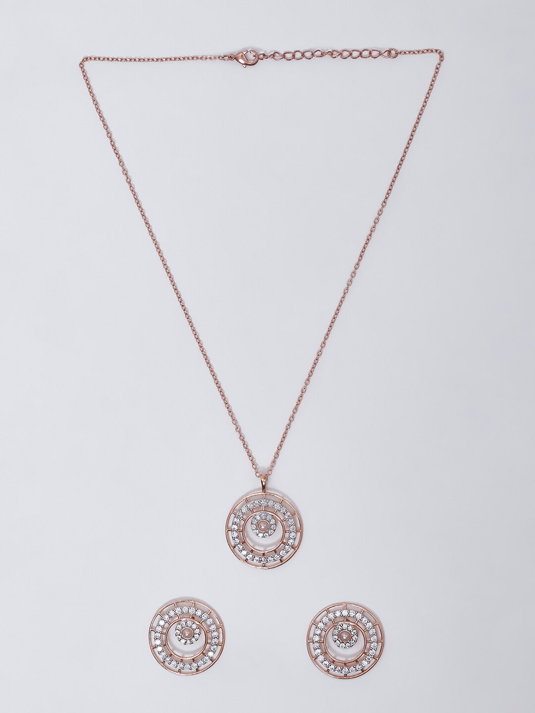 

Voylla Rose Gold-Plated Pendant With Earrings