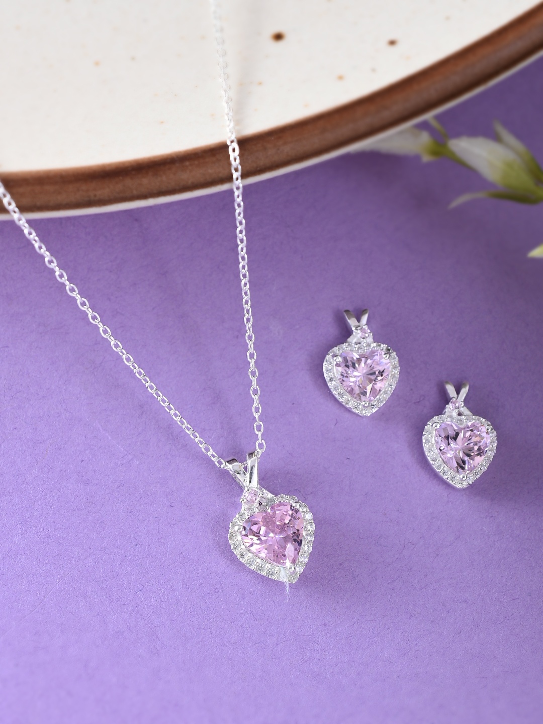 

Studio Voylla CZ-Studded 925 Sterling Silver Pendant Set