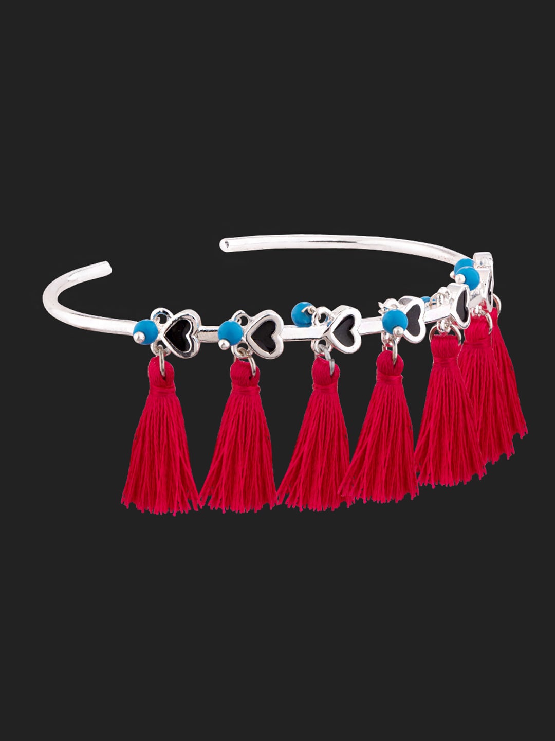 

Voylla Women Silver-Plated & Red Brass Cuff Bracelet