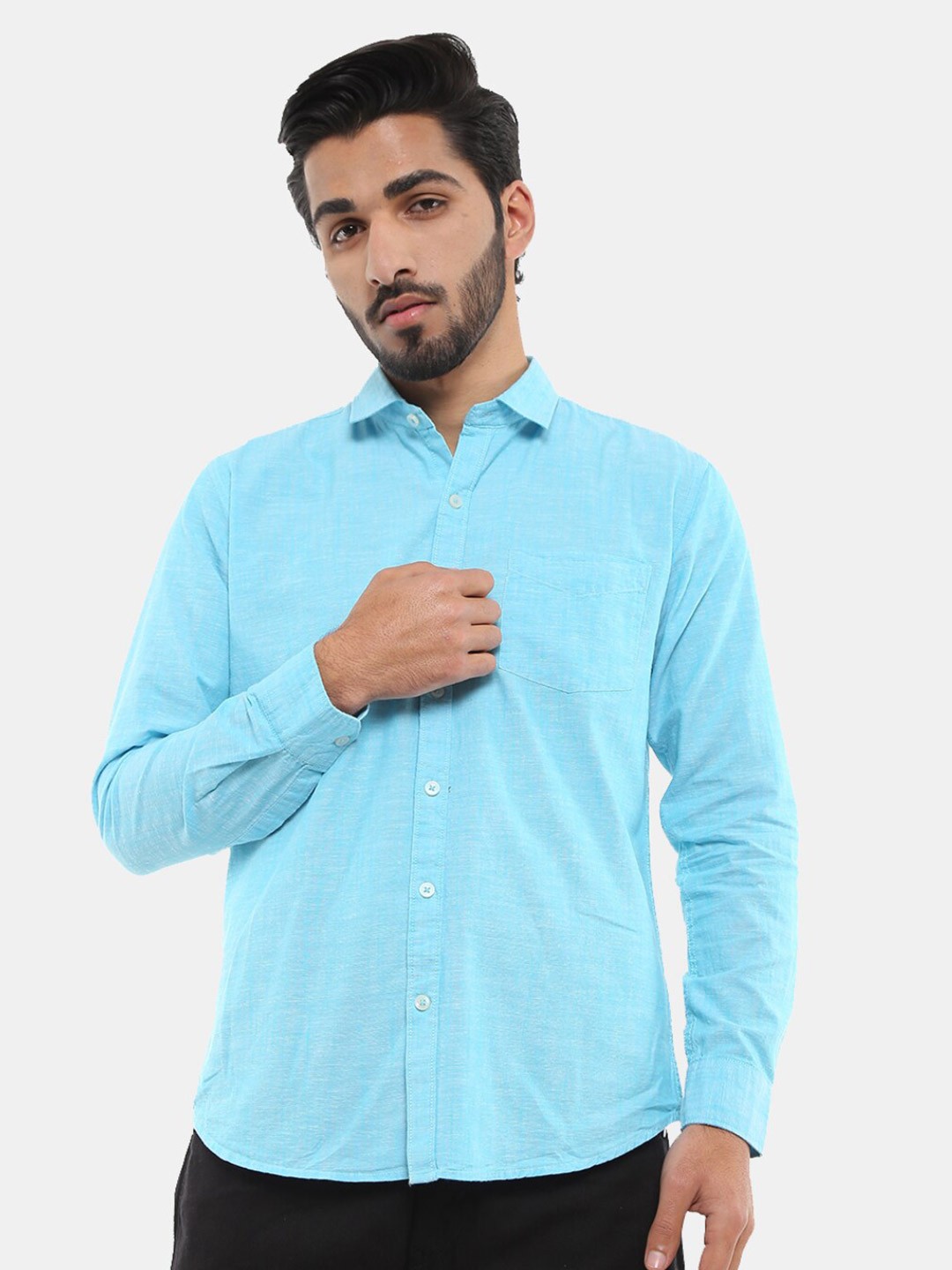 

V-Mart Men Blue Classic Casual Long Sleeve Shirt