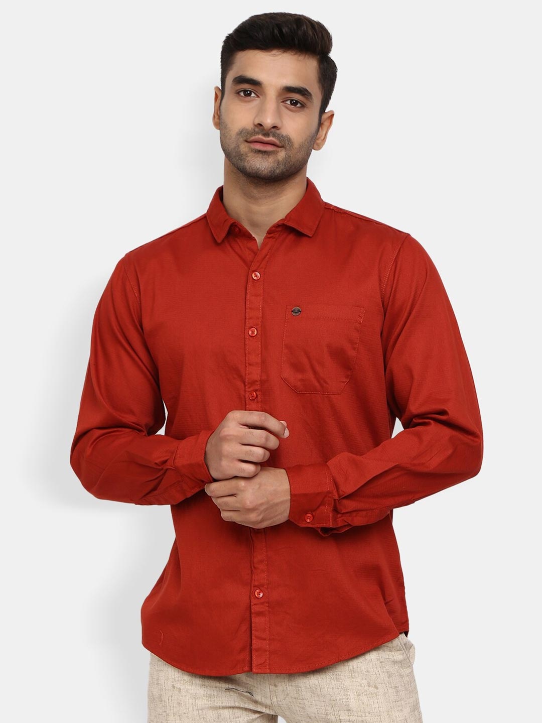 

V-Mart Men Rust Classic Casual Shirt