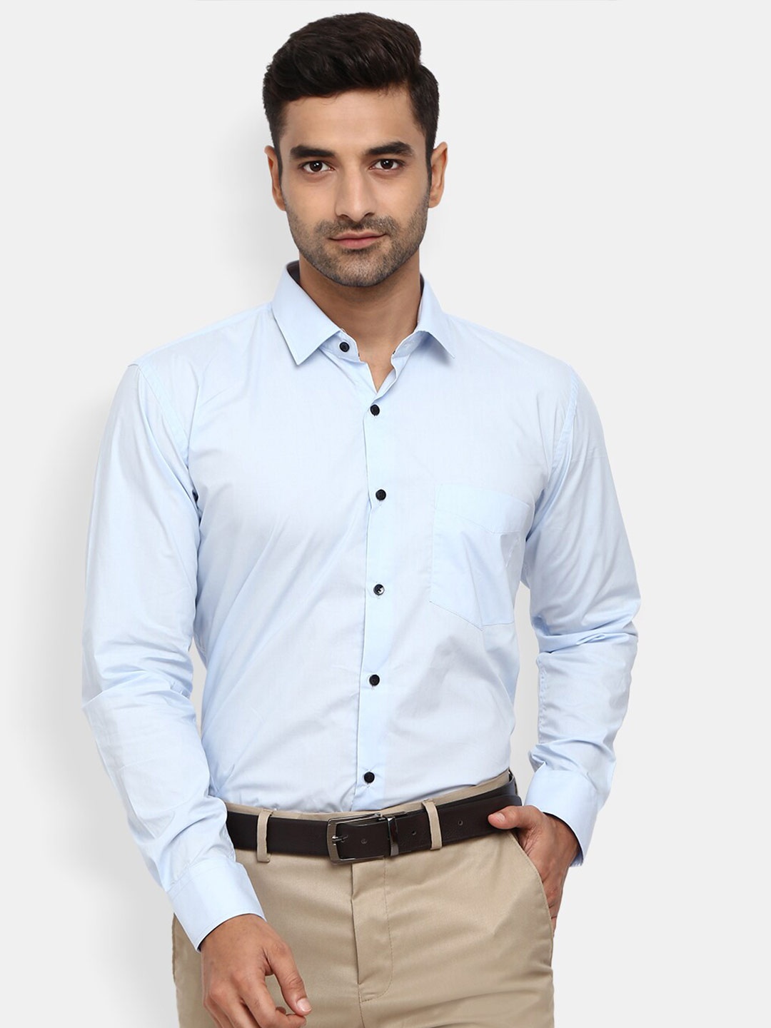 

J White by Vmart Men Blue Cotton Classic Formal Shirt