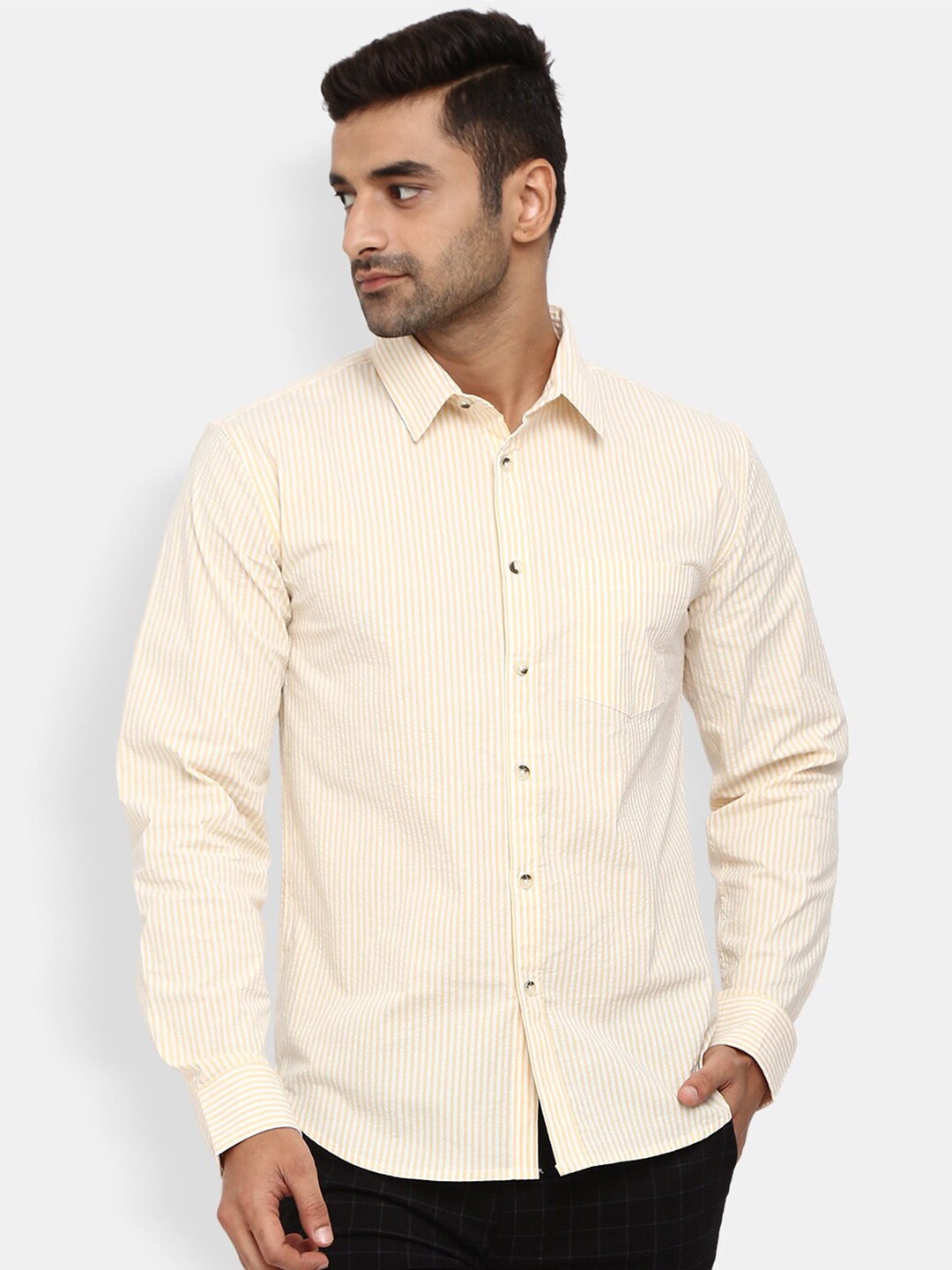 

V-Mart Men Yellow Classic Micro Checks Checked Casual Shirt