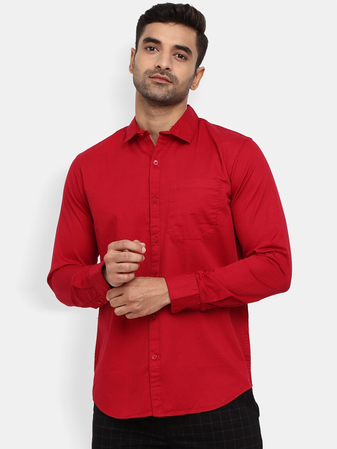 

V-Mart Men Maroon Solid Classic Casual Shirt