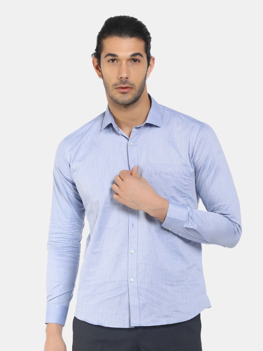

J White by Vmart Men Blue Solid Classic Formal Shirt