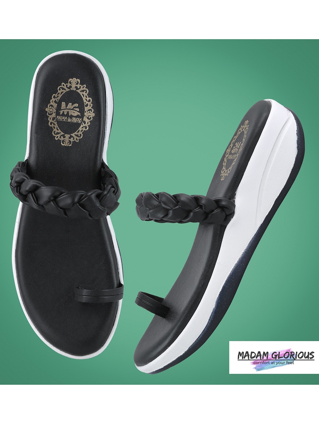 

madam glorious Women Black Textured Flatform Heels