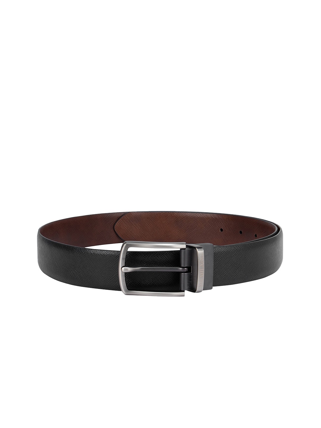 

Da Milano Men Black Textured Leather Belt