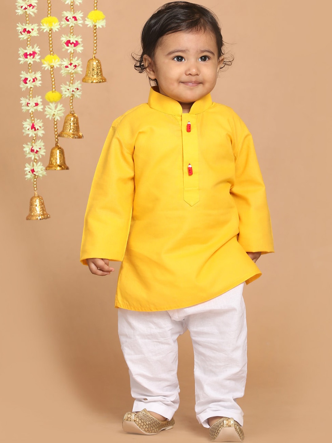 

VASTRAMAY Boys Yellow Regular Kurta