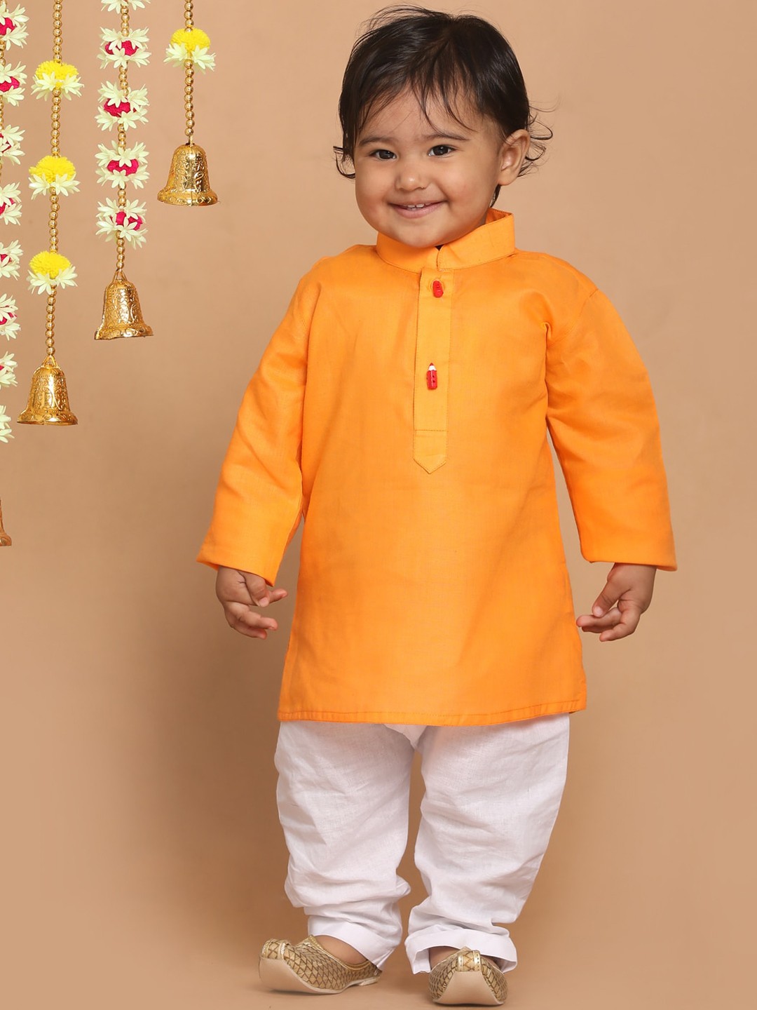 

VASTRAMAY Boys Orange Straight Kurta