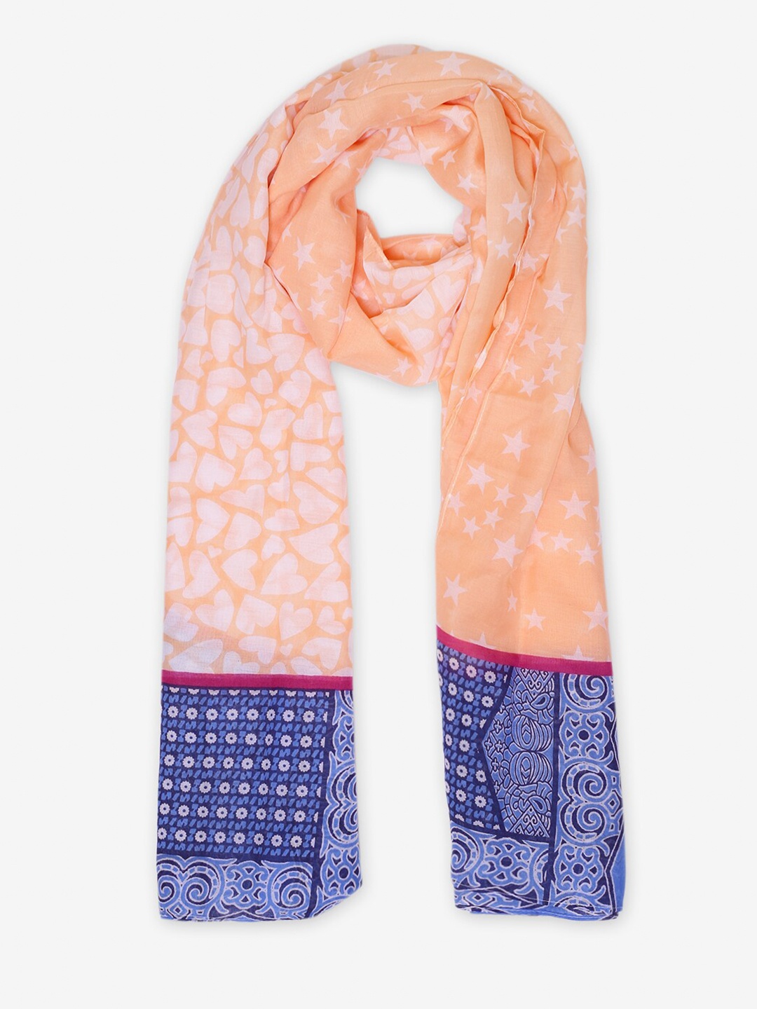 

Retrobelaa Women Blue & Orange Printed Scarf