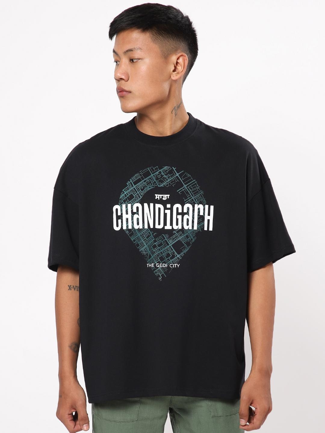 

Bewakoof Unisex Black Typography Printed Pure Cotton Loose T-shirt