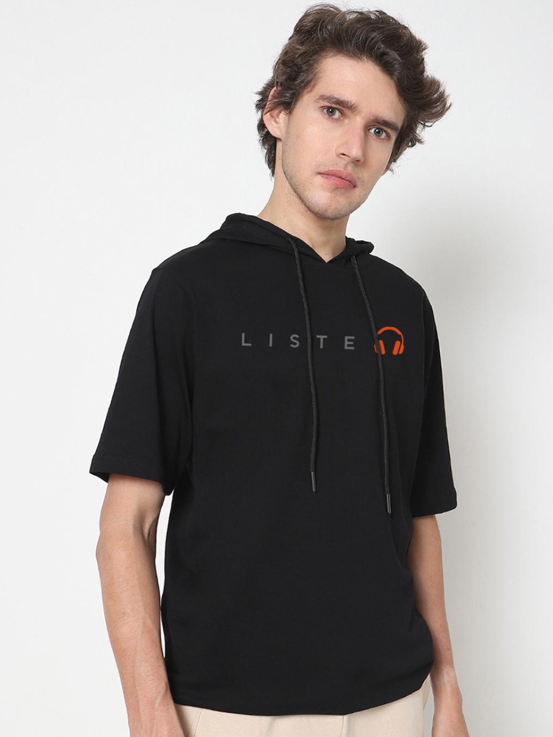 

Bewakoof Men Black Pure Cotton Loose T-shirt