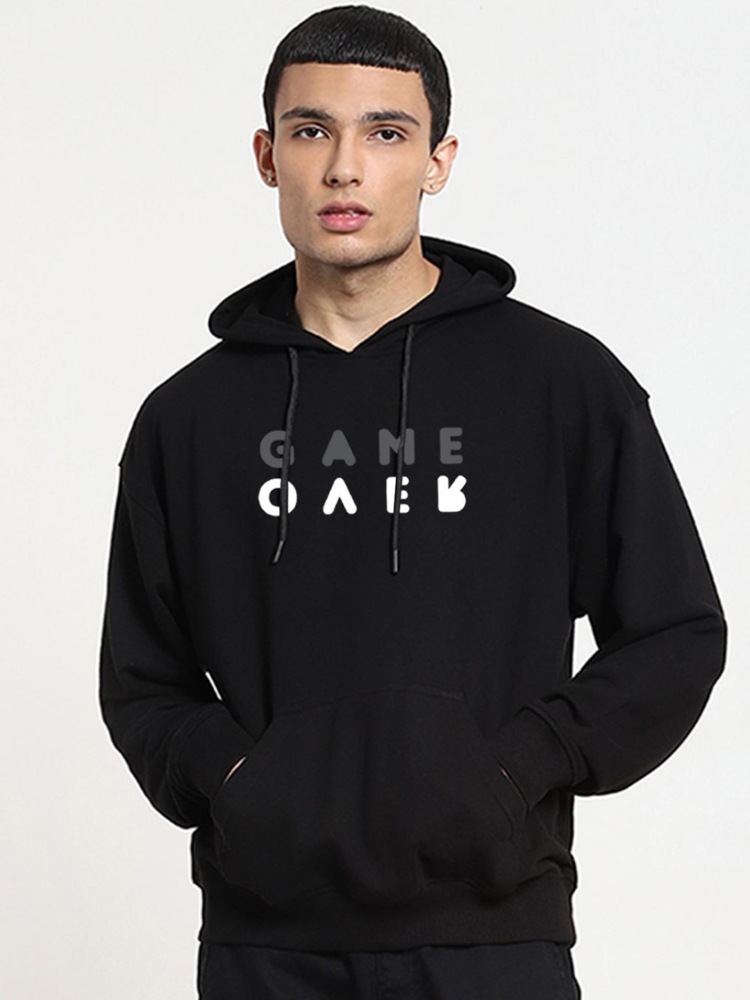 

Bewakoof Men Black Typography Printed Loose T-shirt