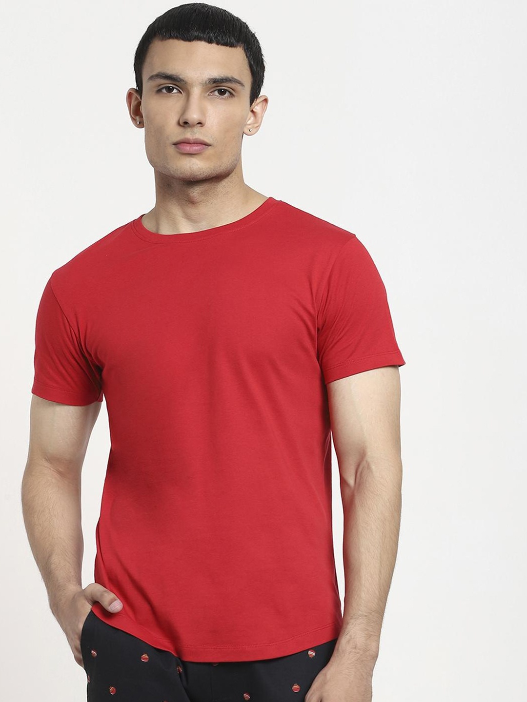 

Bewakoof Men Red Pure Cotton T-shirt