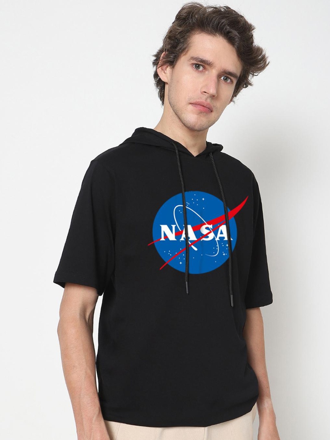 Bewakoof Men Black Typography Printed Pure Cotton Oversized T-shirt