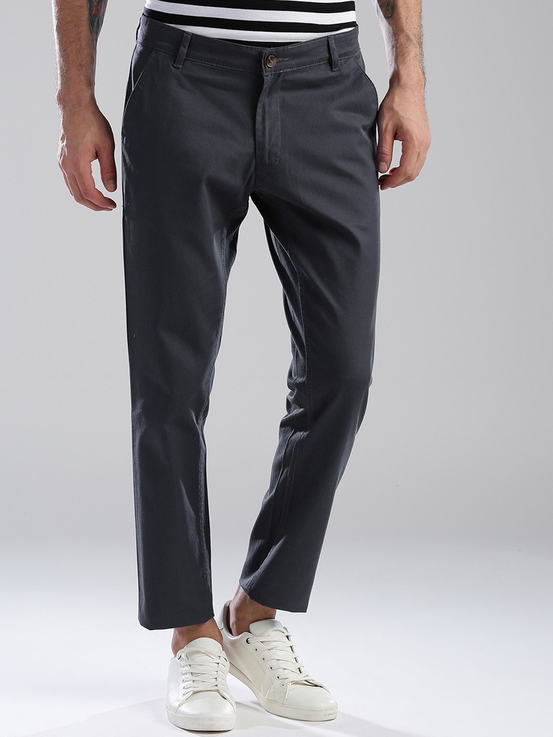 

Hubberholme Men Grey Comfort Slim Fit Easy Wash Trousers