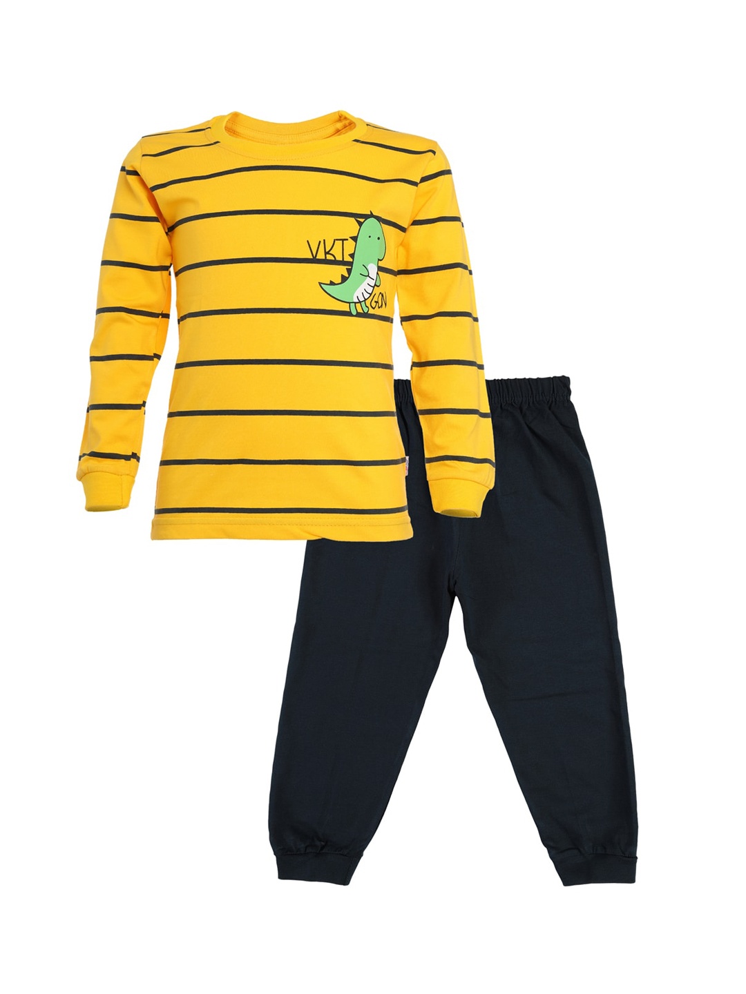 

CATCUB Unisex Kids Yellow And Black 100% cotton Clothing Set