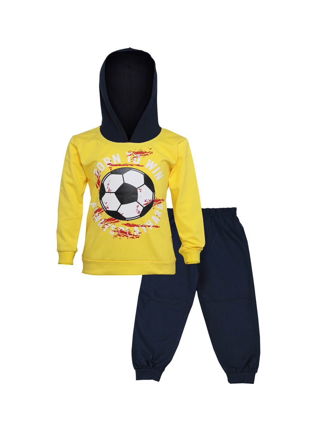 

CATCUB Kids Yellow & Navy Blue Printed T-shirt with Trousers