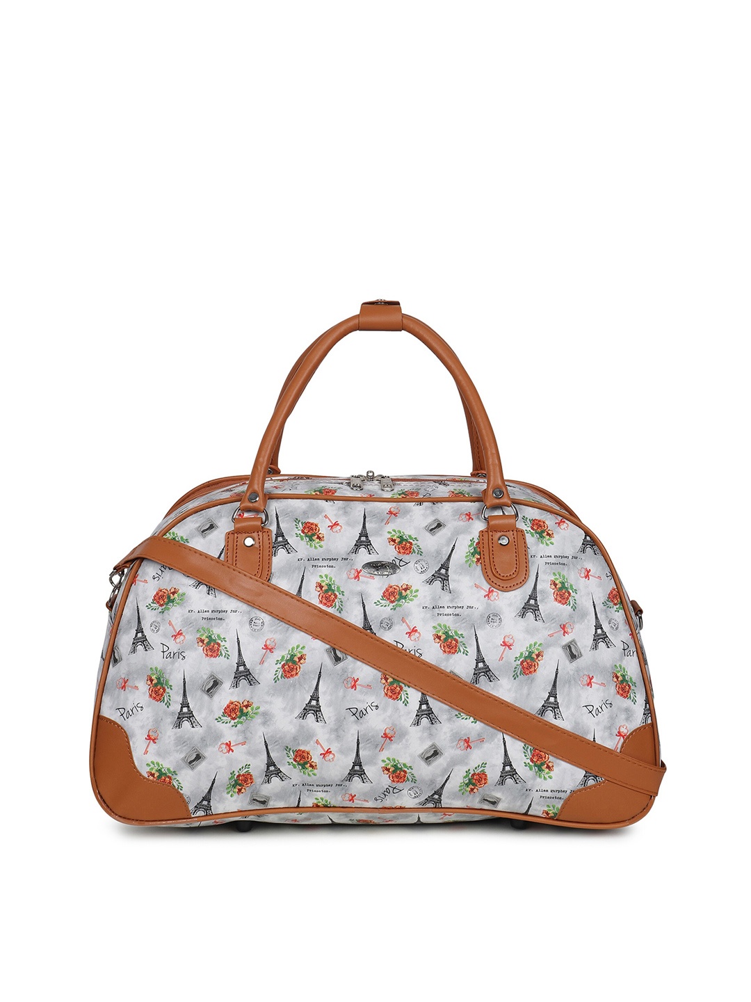 

AMYENCE Women Grey & Brown Printed Large Duffel Bag
