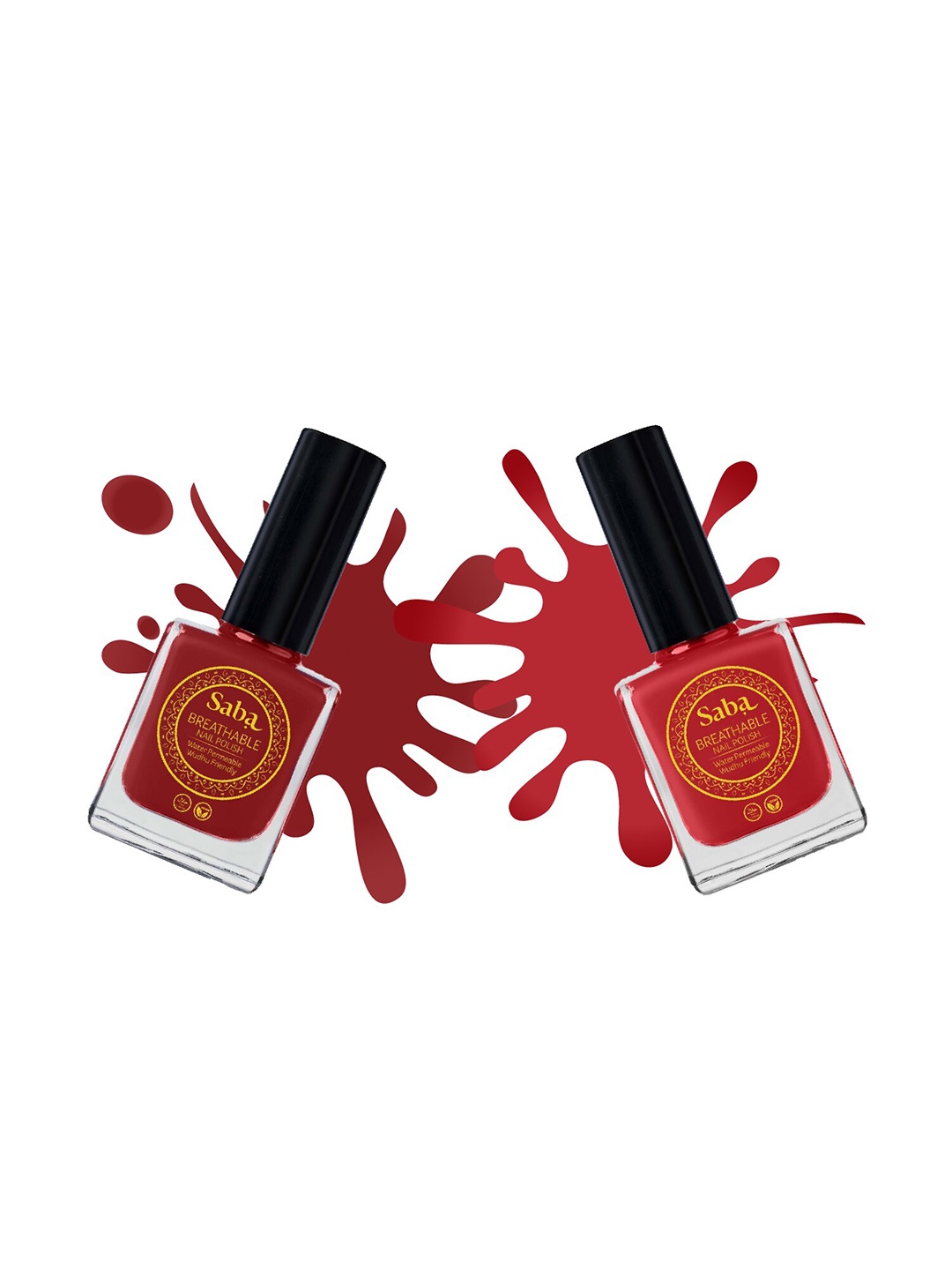 

Saba Set of 2 Breathable Nail Paint 12 ml Each - Rouge & Dark Fantasy, Red