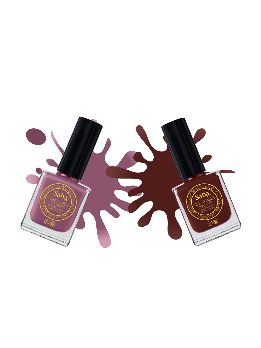 

Saba Set Of 2 Water Permeable Breathable Nail Polish 12 ml Each - Burnt Rose & Mahogany, Purple