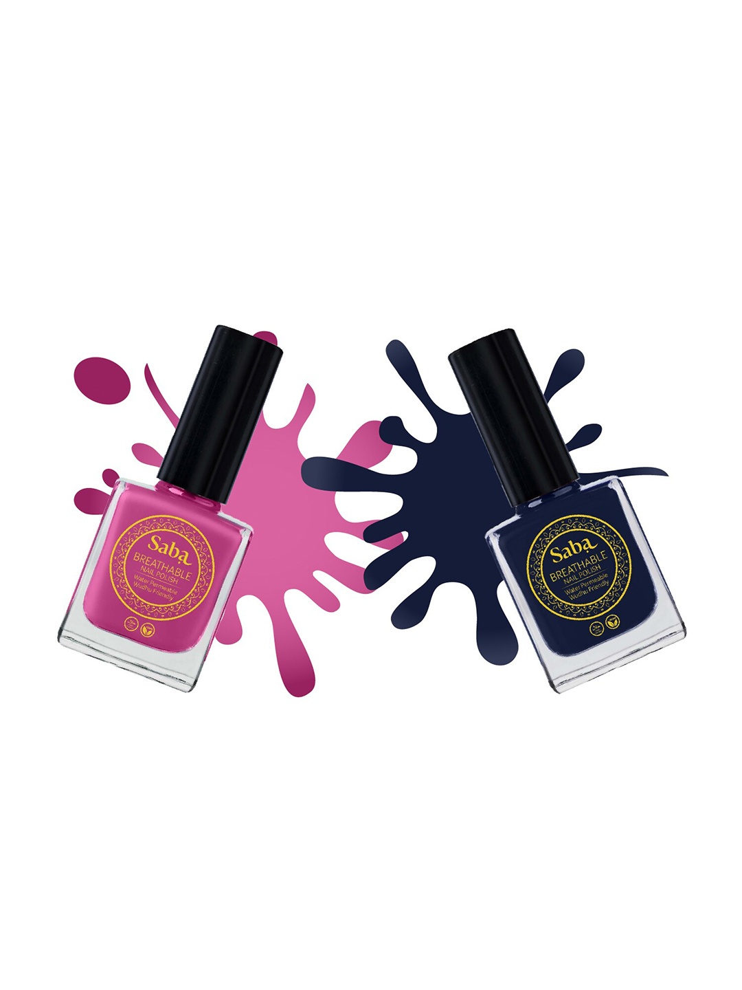 

Saba Set of 2 Breathable Nail Paint 12 ml Each - Mulberry Pink & Russian Blue