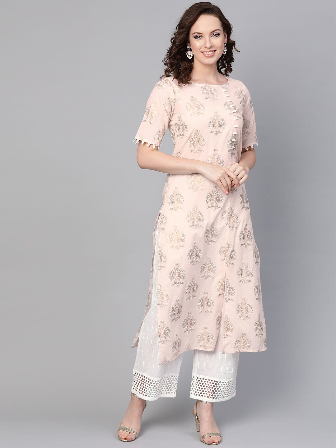 

Idalia Women Pink Ethnic Motifs Printed Kurta with Palazzos